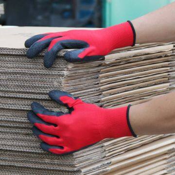 China Premium Factory 13G Polyester Liner Crinkle Latex Dipped Hand Gloves photo-3