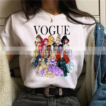 European and American fashion princess print summer casual short-sleeved fashion brand lady T-shirt