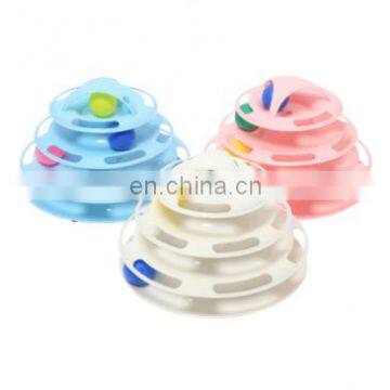 Dropshipping wholesale4 Layers Interactive Funny Turntable Crazy Ball Disk Cat Toy for Kitten Cats Pet Products