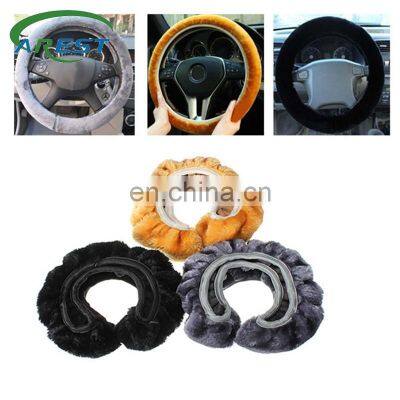 Universal Car Winter Steering Wheel Cover Soft Short Plush Heated Steering Wheel Cover Winter Plush Steering Wheel Cover