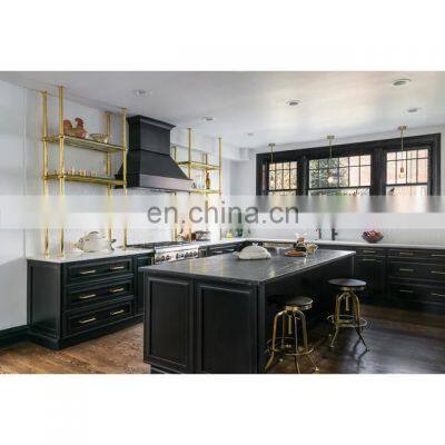 Classic Style Modular Black Quartz Shaker Kitchen Cabinets