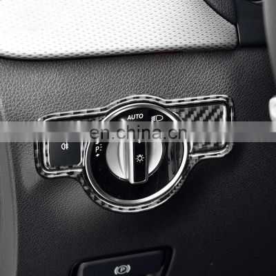 Hot sale For Mercedes Benz A B C E G Class CLA GLA GLE GLK GL Accessories Carbon Fiber Headlight Switch Cover Trim Car Stickers