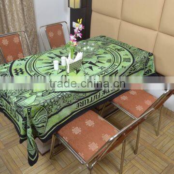 Indian Cotton Table Cloth Green Compass Zodiac Printed Dinning Table Cloth Vintage Wall Hanging Throw Bed Sheet Cover TC44