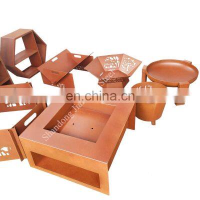 Customized Size Outdoor Wood Burning Garden Fire Pit Square Large Steel Fire Bowl photo-3