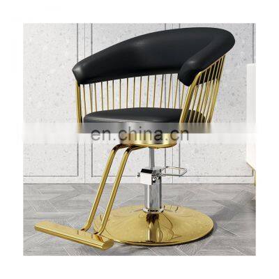 Modern Hair Barber Shop Salon Equipment Gold White Black Leather Beauty Salon Furniture Luxury Style Beauty Barber Chair