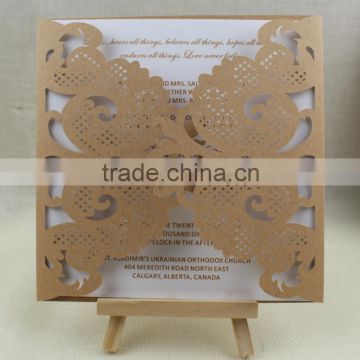 2016 Favor Idea Laser Cut Wedding Invitation Rustic with Competitive Price