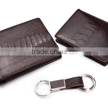 High Quality Custom Genuine Real Ostrich Leg Leather Small Wallet for Men photo-2