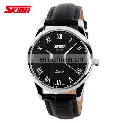 skmei 9058 couple fashion quartz watch custom logo watch business luxury genuine leather band