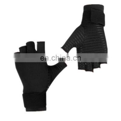 Fingerless Compression Guante With Wrist Strap Copper Infused Arthritis Glove photo-2