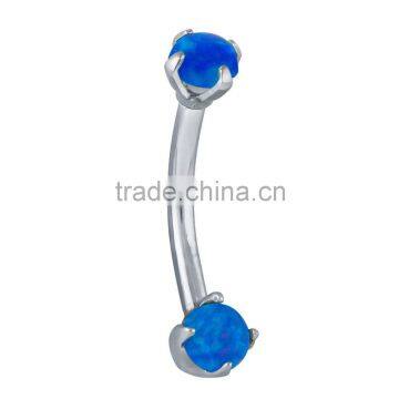 Faux Opal Internally Threaded 316L Surgical Steel Eyebrow Piercing Ring Body Piercing Jewelry photo-3