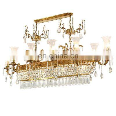 antique brass crystal lighting hallway pendant lamp rectangular dining room chandelier for restaurants