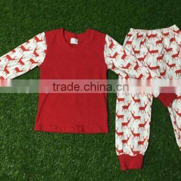 Hot Seling deer Pajamas Long Sleeve Kids Nightwear Princess Pajama Boutique Children Clothing Set Christmas Outfits