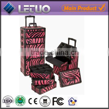 zebra aluminium cosmetic case rolling cosmetic vanity case trolley beauty case