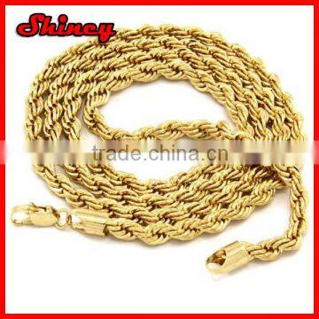 Men's 14k yellow gold 2.5mm custom length rope chain