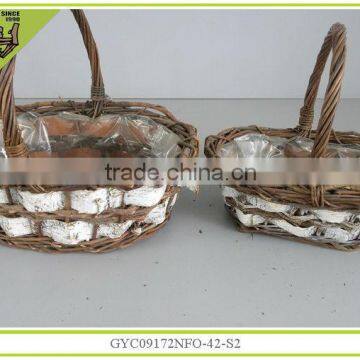 handmade willow cheap laundry wicker basket with lining