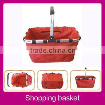 single handle tote aluminium red shopping basket