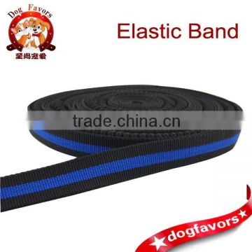 Nylon Black and blue folds elastic band for dog leash using, High end elastic ribbon