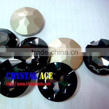 Big size black diamond glass stone, concave cabochon colored glass stone