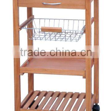 STAINLESS TOP WOODEN TROLLEY
