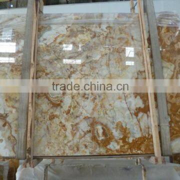 Xiamen white yellow onyx marble tile slab