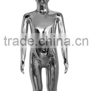 Fashion Child models Plating Silver full body Cute kids plastic mannequins without face for clothes shop