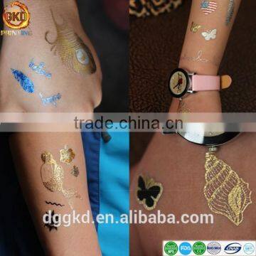 3D Flower Design Fake Foil Metallic Temporary Tattoo Sticker