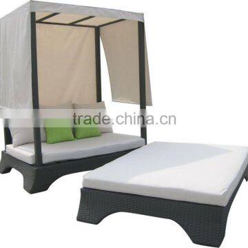 Granco KAL096 outdoor rattan relax sun lounger with umbrella