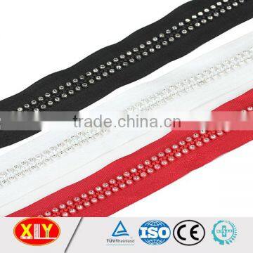 high quality fancy dress ykk color rhinestone zipper