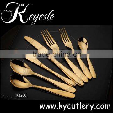 Yellow gold cutlery,dubai tableware,gold plated dinner set