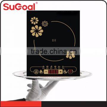 2016 Home Appliance 2000W copper coil black glass crystal electric induction stove