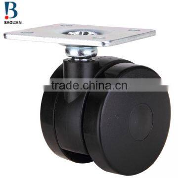 60mm Black Nylon Twin Wheel Furniture Casters With Footplate photo-2