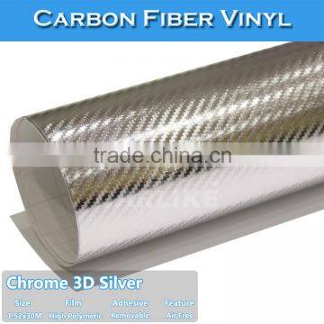 CARLIKE Removable Chrome Silver Carbon Fiber Sticker For Car Decoration