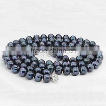 micro pave cubic zirconia freshwater black pearl Necklace