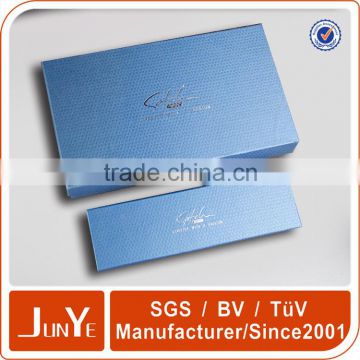 hot foil logo navy blue garment clothing packaging box