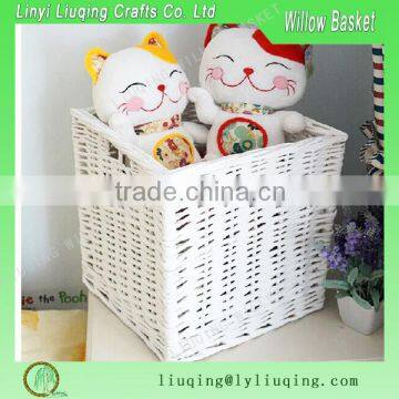 beautiful toy storage wicker basket with white color