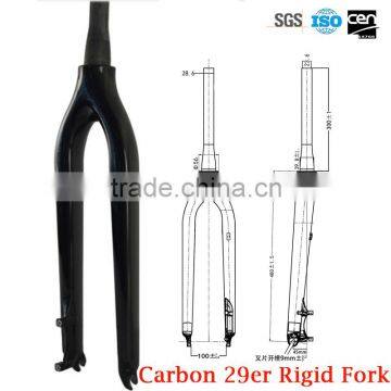 2016 super light mountain bike front fork carbon 29er rigid fork with disc brake