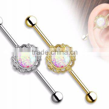 Opal Glitter Industrial Barbell Body Piercing Jewelry