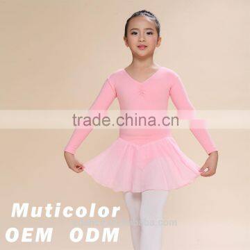 kid long sleeve dancewear,girls ballet leotard with skirt