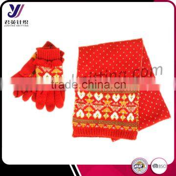 Factory Sales Winter Warm Cute Colorful 100% Acrylic Knitting Hat Scarf Gloves Set for kids (can be customized)