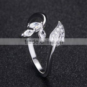 Synthetic Blue Gemstone High Quality cz Engagement Rings White Copper Jewelry photo-3