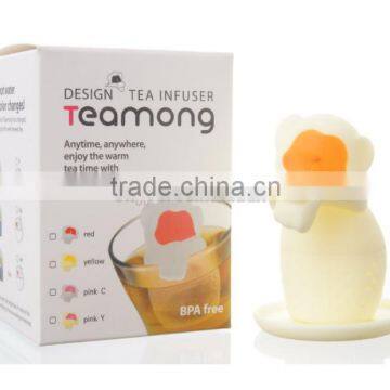 Monkey Shape Temperature Sensed Silicone Tea Infuser Strainers 4pcs in a sets