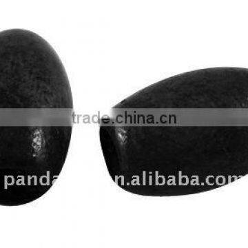 Handmade Wood Beads, Dyed, Rice, Black, about 6x10mm, hole: 3mm(WOOD-TB018-9)