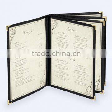 High quality luxury custom-made leather menu folder 8 pages