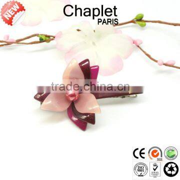 fancy girls colorful pearl flower hairgrip handmade cellulose acetate hair clip