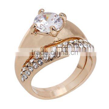 Fashion Rings For Women 2016 18K Yellow Gold Plated Austrian Crystal Wedding Ring Set