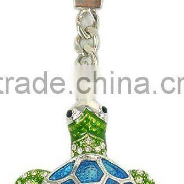 metal 3D turtle shaped with colorful enamel key chain/keyring,110*41*15mm