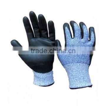 2016 Black Nitrile Foam Palm Coated Cut Resistant HPPE Liner Safety Working Gloves