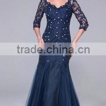 Trumpet/Mermaid V-neck Floor-Length Tulle Mother of the Bride Dress With Lace Beading