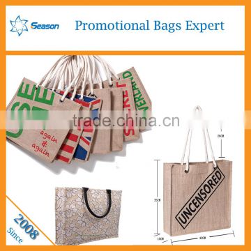 Eco-friendly promotional custom design shopping gunny lineb bag jute hessian bags