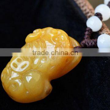 Chinese Hand-carved aristocratic wearing Jadeite jade pendant brave troops